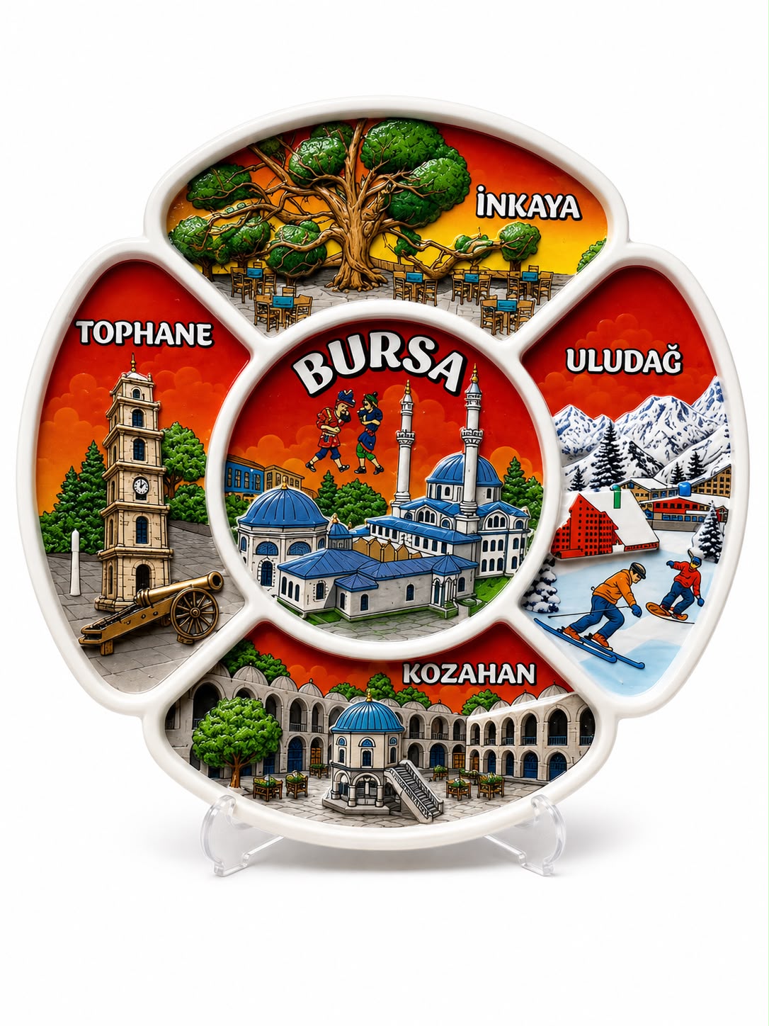 Bursa Temalı Hediyelik Bölmeli Tabak