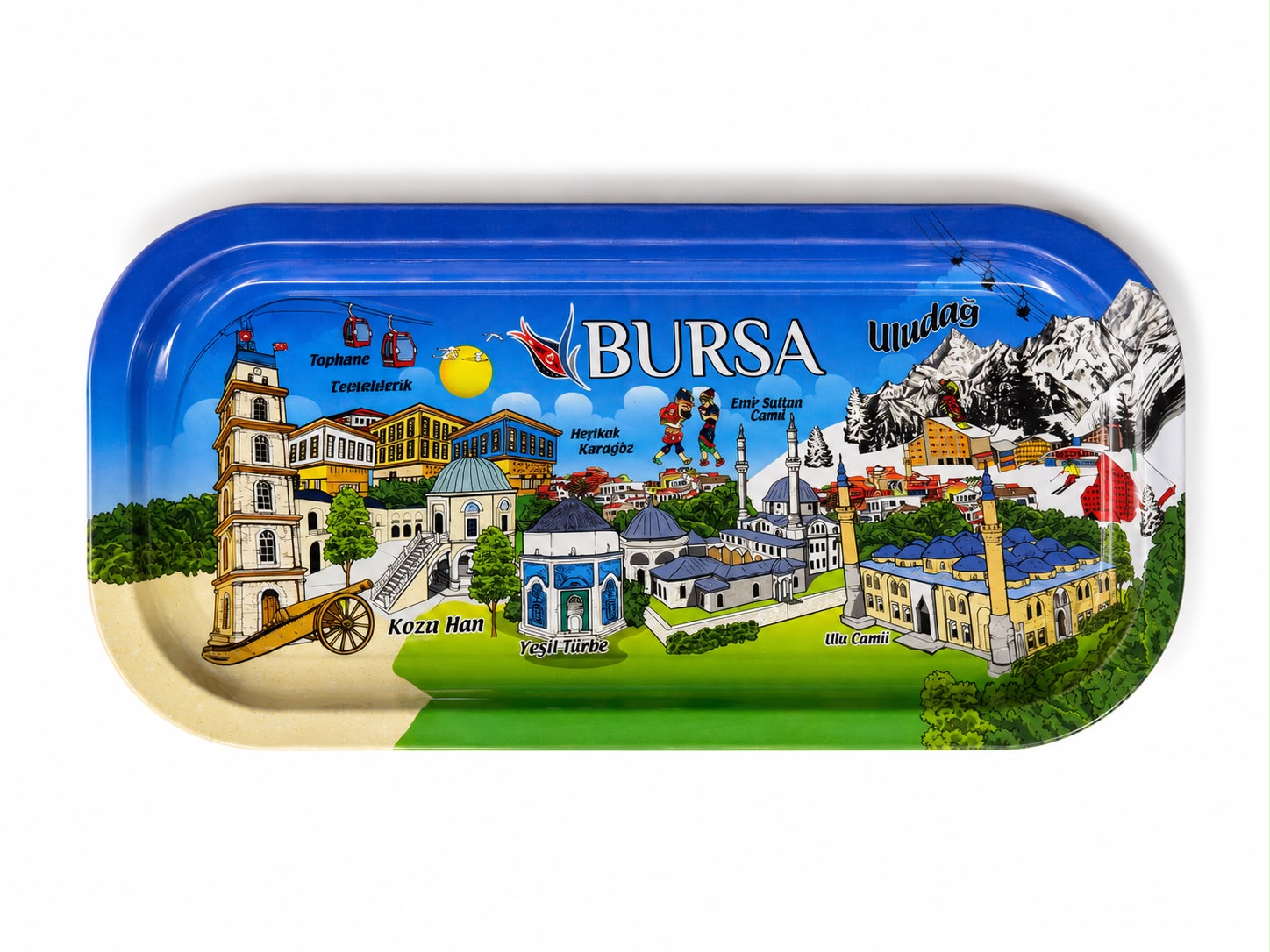 Bursa Temalı Dikdörtgen Hediyelik Tepsi