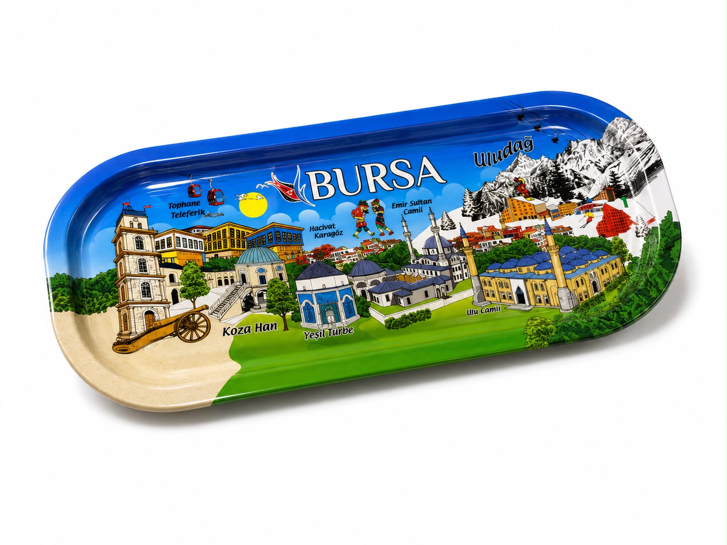 Bursa Temalı Dikdörtgen Hediyelik Tepsi